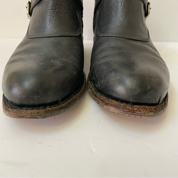 Frye Jayden Black Leather Cross Strap Moto Boots Size 6.5 - Picture 5 of 11